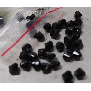 Facet slebne perle, sort, 6mm, �1mm, 100stk