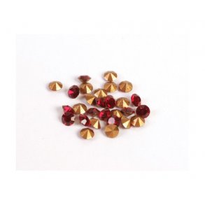 Krystal, rubin rd facet, 2,2x1,3mm, 25stk