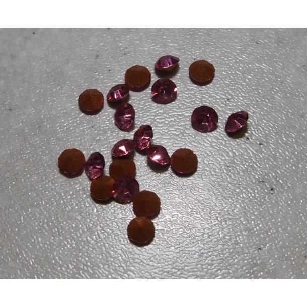 Krystal, pink facet, 3,2x2mm, 25 stk