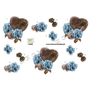 3D ark - Blomster, brun gaveske med blomst