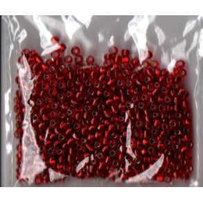 Glasperler, Rocailles 2,5mm, ca. 20g rd glas m/slv kerne