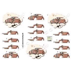 3D ark - Biler, vintage, bryllup, brudepar