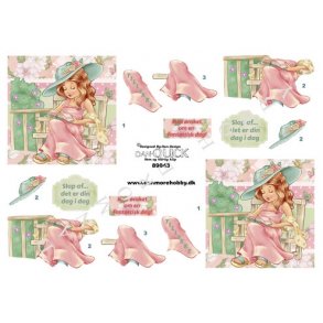 3D ark - B�rnemotiv, f�dselsdag, pige l�ser i bog