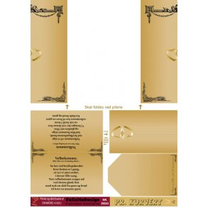 Bordkort & Sangkort, bryllup, guldfarvet, 1ark