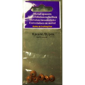 Metalperle kobber, 6 stk