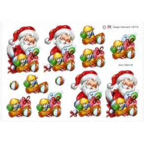 3D ark - Jul, glad julemand med s�k