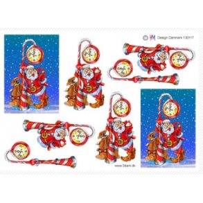 3D ark - Jul, julemand venter under uret