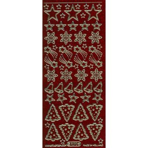 Stickers - Glitter rd m/guldkant, Julepynt 