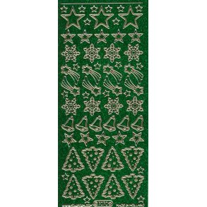 Stickers - Glitter grn m/guldkant, Julepynt 