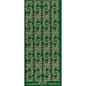 Stickers - Glitter grn m/guldkant, Julehjrner ca. 20x20mm