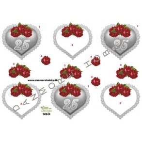 3D ark - Slvbryllup, 25 r, hjerte