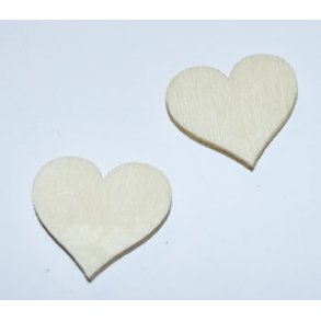Tr� hjerter natur, 10 stk, 20x13x2mm