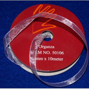 Organzabnd 3mm bred, 10m pr. rulle, lys lilla