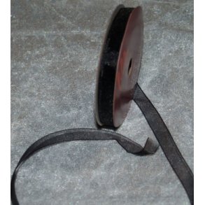 Organzabnd 6mm, 10m pr. rulle, sort