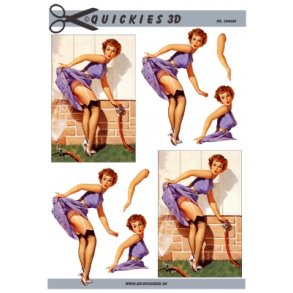 3D klippeark - Frkkert, dame m/vandslange i haven