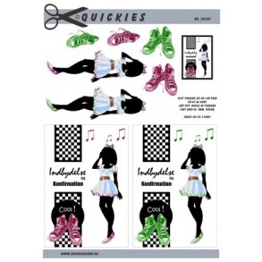 3D ark - Konfirmation. Pige, pink, gr�n, silhouet