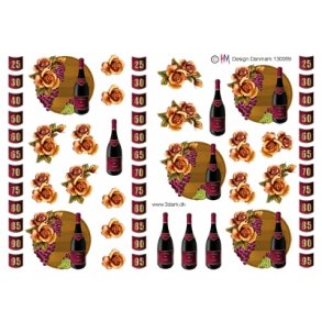 3D klippeark - Tal, rdvin m/tal, 25-95, r, sm motiver