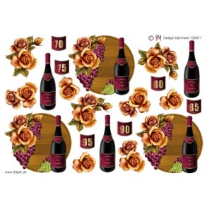 3D klippeark - Tal, rdvin m/tal, 70-95, r