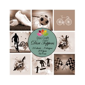 Dixi Craft Toppers, Sport, cykling, fodbold, sepia farver