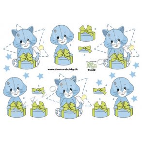 3D ark - B�rnemotiv, kattebamse i bl�