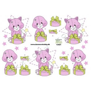 3D ark - B�rnemotiv, kattebamse i lyser�d