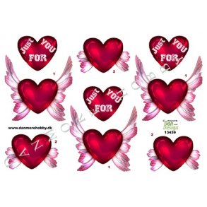 3D ark - Romantik, hjerter med vinger