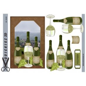 3D ark - Vin, hvidvin m/udsigt over vinmarker, telegram