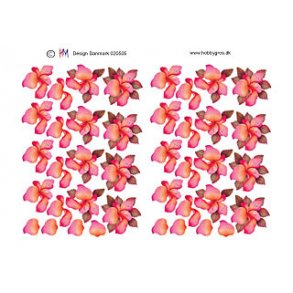 3D ark m/sm blomster, liljer, koral rde