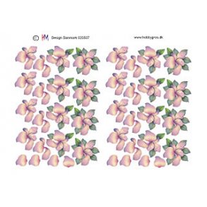 3D ark m/sm blomster, liljer, violet/fersken farvede