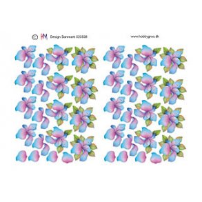 3D ark m/sm blomster, liljer, turkis/pink