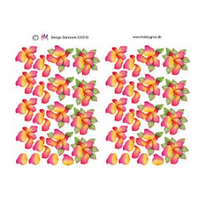 3D ark m/sm blomster, liljer, orange/pink