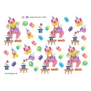 3D ark - B�rnemotiv, klovn, balloner