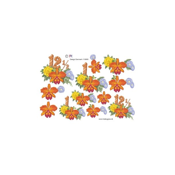 3D ark - Kobberbryllup, rstal, 12&frac12;, blomster