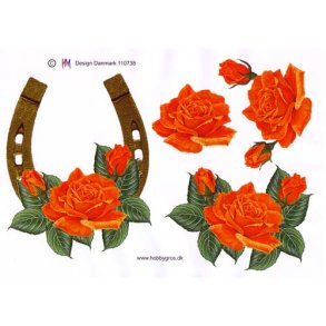 3D ark - Kobberbryllup, hestesko, orange roser, telegram