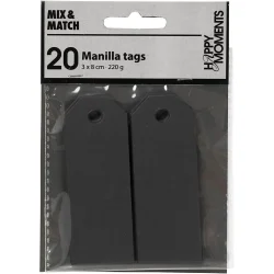 Manilla mrker, 20 stk, 80x30mm, sort