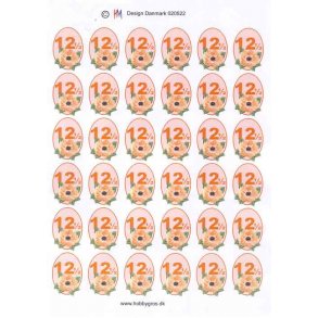 3D ark - Kobberbryllup, 12 1/2 r, oval m/orange blomst