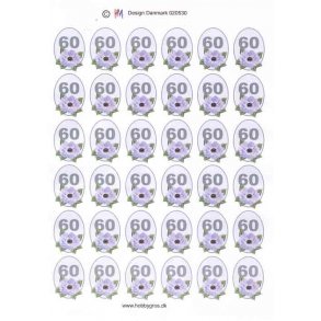 3D ark - Fdselsdage, 60 r, bl, 6x6 felter, tal