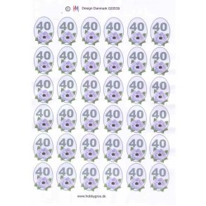 3D ark - Fdselsdage, 40 r, bl, 6x6 felter, tal