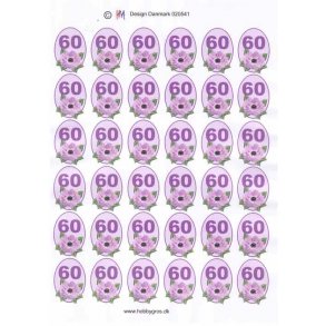 3D ark - Fdselsdage, 60 r, lilla, 6x6 felter, tal