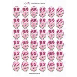 3D ark - Fdselsdage, 65 r, rosa, 6x6 felter, tal