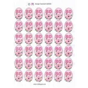3D ark - Fdselsdage, 80 r, rosa, 6x6, tal