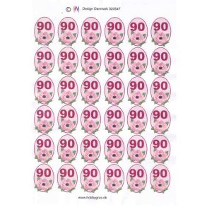 3D ark - Fdselsdage, 90 r, rosa, 6x6, tal