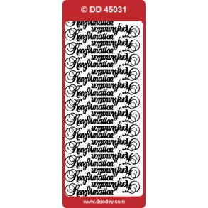 Stickers - Konfirmation m/tekst, guld