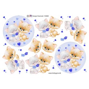 3D ark - B�rnemotiv, bamse, katte med hjerter, bl�