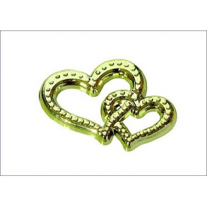 Plast dobbelthjerte 22x17x1,5mm, guld-farvet