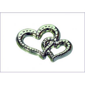 Plast dobbelthjerte 22x17x1,5mm, s�lv-farvet