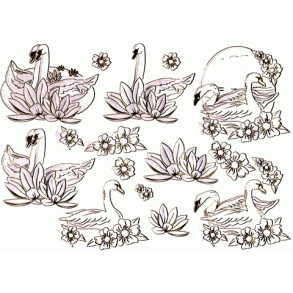 3D ark - Fugle, svaner i guldtryk