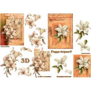 3D ark - Blomster, hvid m/baggrund