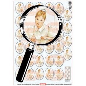 3D ark - Konfirmation. Pige m/opsat h�r, 34 ovaler