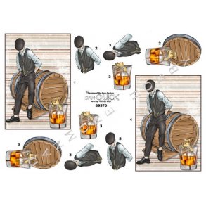 3D klippeark - l og vin, Mand & Whiskytnde